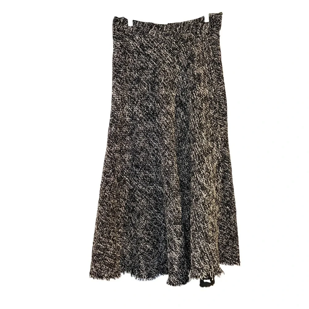Jason Wu Textured Tweed Skirt Midi High Waisted Black Career Size 8